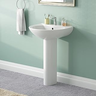 DeerValley Lavabo de Pie Ceramica con Rebosadero