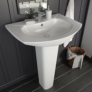 Tidyard Lavabo Independiente Moderno Blanco con Pedestal