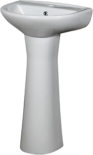 BIZY Lavabo con Columna Ceramica 50x40cm Blanco
