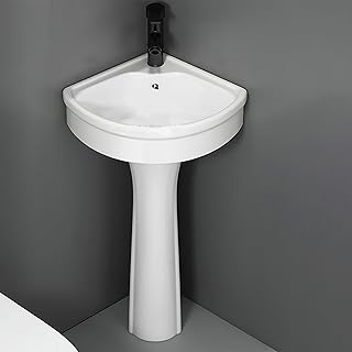 Lavabo Triangular Ceramica con Grifo y Desague