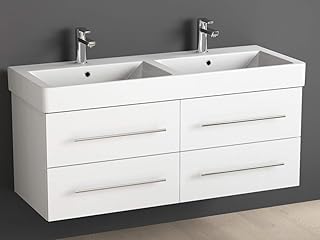 Aqua Bagno Conjunto Mueble + Lavabo Doble 120cm Blanco